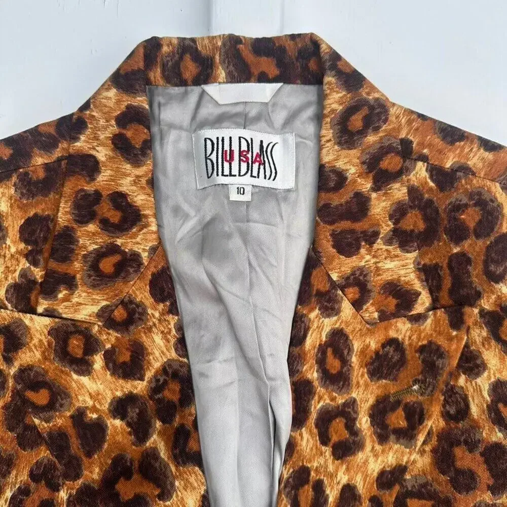 BILL BLASS – Rare Vintage 90s Leopard Animal Print Blazer - Size 10 - Like New - Picture 5 of 8